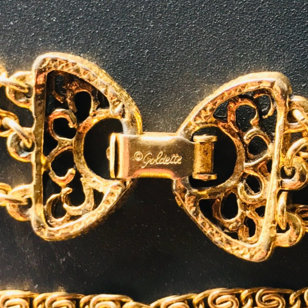 Goldette Vintage Signed 3 Strand Spinner Necklace - Picture 5 of 9